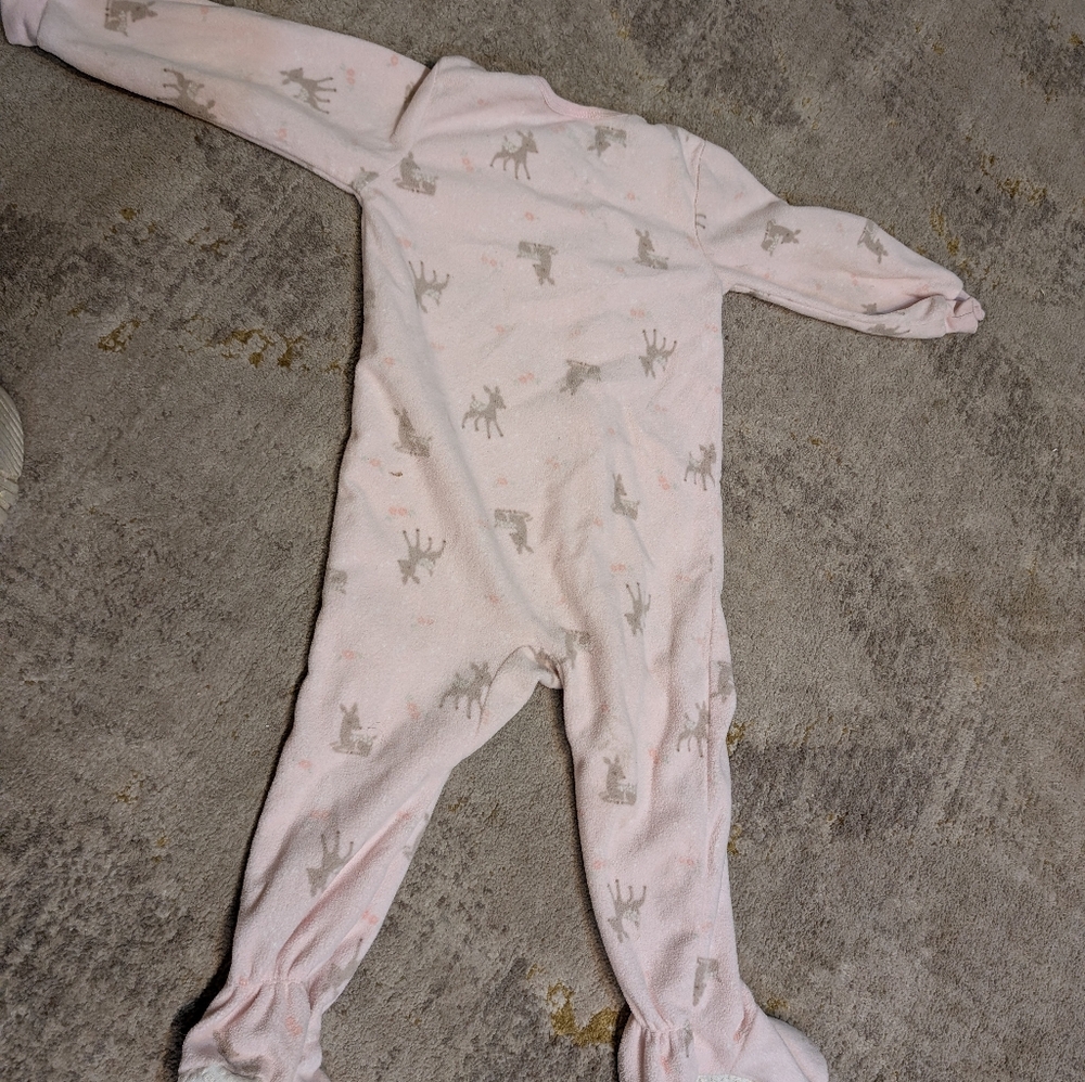 Adorable Pink and Gray Kids One Piece Sleeper